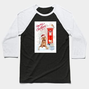 Red Cocker Spaniel Merry Christmas Santa Dog Baseball T-Shirt